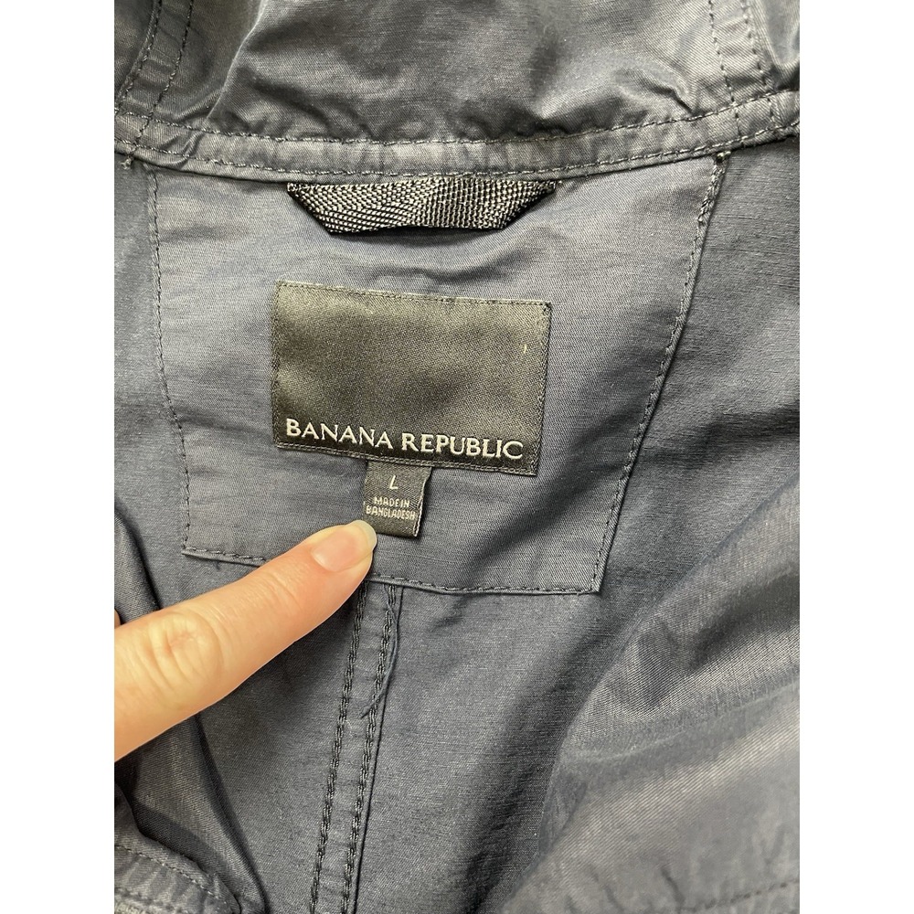 Banana Republic Mens Jacket Large Navy Blue Utility Windbreaker Golf Full Zip - Picture 4 of 10